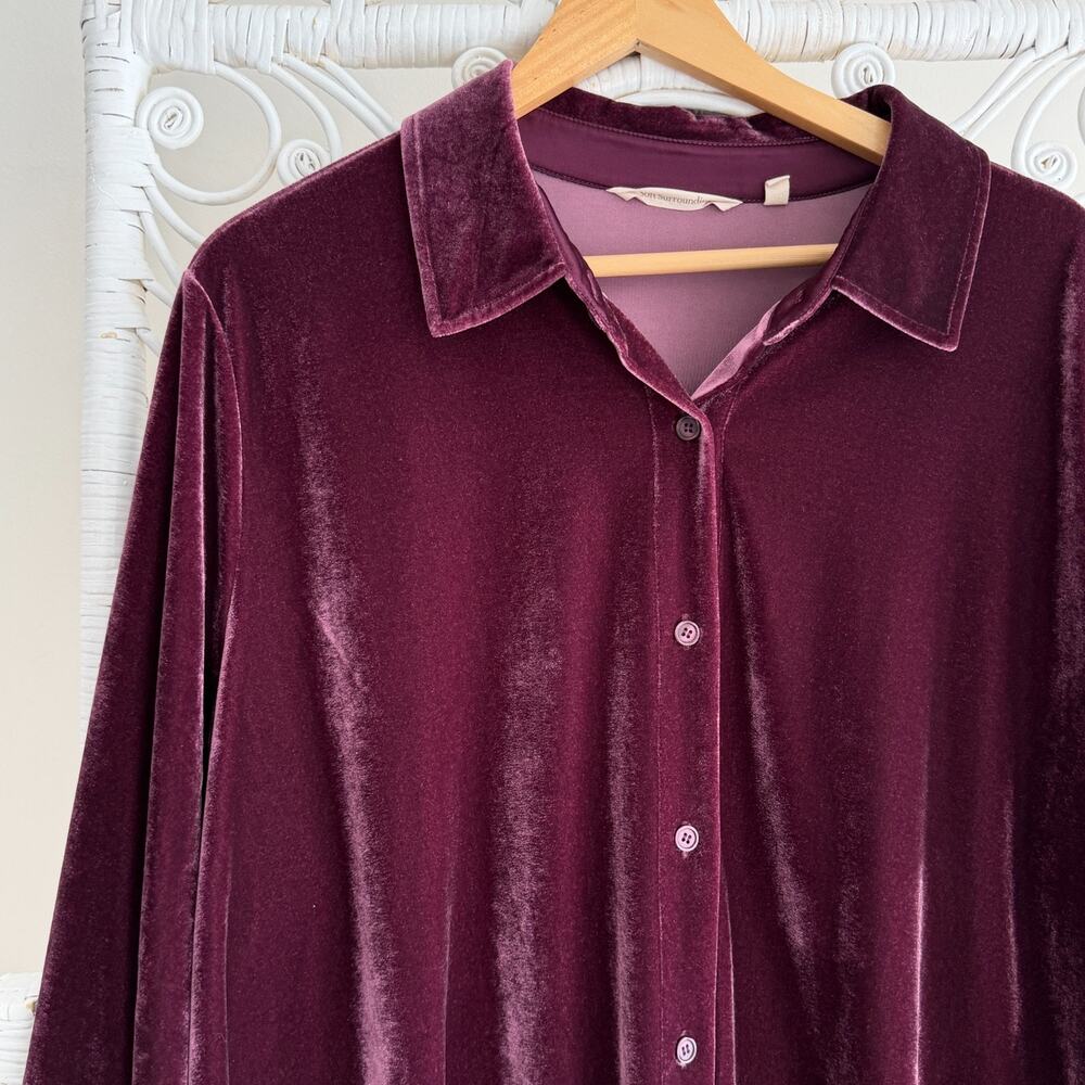 Soft Surroundings Tunic Shirt 3X Velvet Button Up Boyfriend Whimsigoth Romantic - Picture 2 of 6